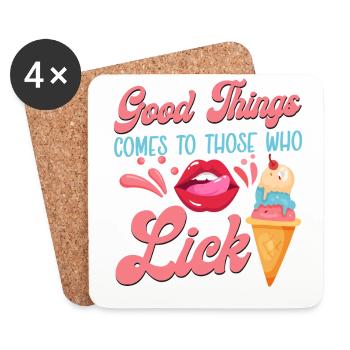 Ice Cream Cone Mouth Tongue Good - Untersetzer (4er-Set) - Weiß - Vorne