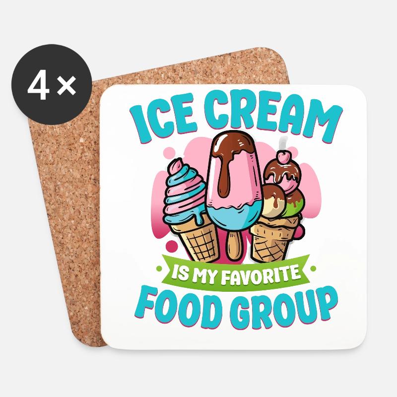 Ice Cream Cone Popsicle Ice Cream - Untersetzer (4er-Set) - Weiß