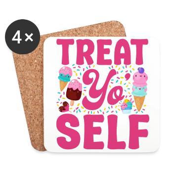 Crème glacée Cone Popsicle Treat Yo' - Dessous de verre (lot de 4) - blanc - Devant