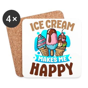 Crème glacée Cone Popsicle Crème glacée - Dessous de verre (lot de 4) - blanc - Devant