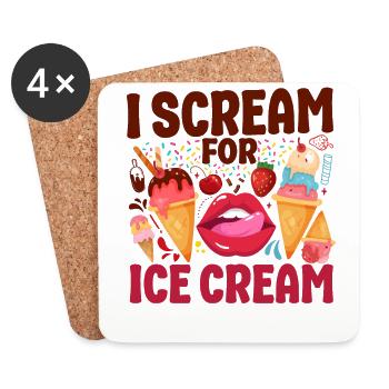 Ice Cream Pun Cone Popsicle Mouth - Untersetzer (4er-Set) - Weiß - Vorne