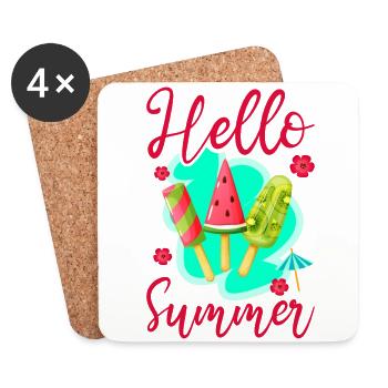Ice Cream Popsicle Hello Summer - Untersetzer (4er-Set) - Weiß - Vorne