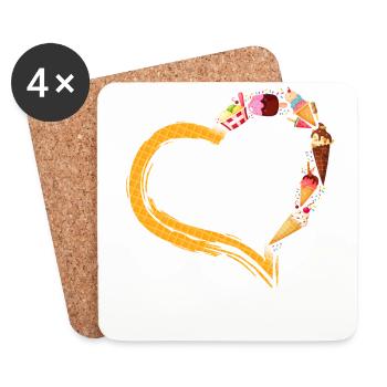 Crème glacée Heart Cone Popsicle - Dessous de verre (lot de 4) - blanc - Devant