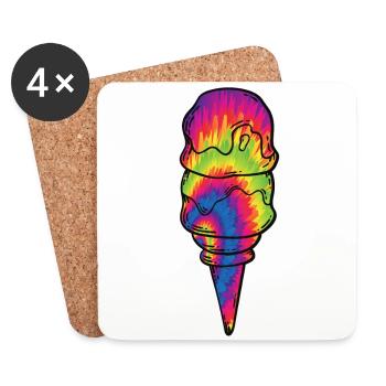 Ice Cream Tie Dye Cone - Coasters (set of 4) - white - Front