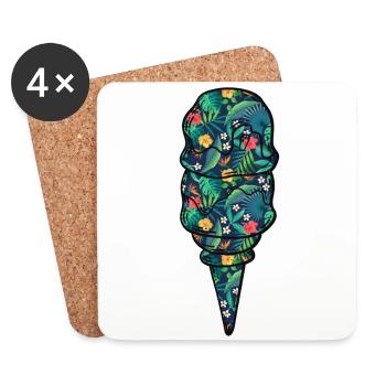 Crème glacée Fleur florale tropicale - Dessous de verre (lot de 4) - blanc - Devant