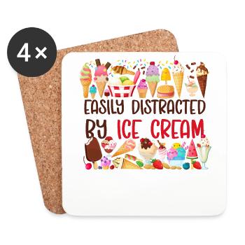 Crème glacée Cone Popsicle facilement - Dessous de verre (lot de 4) - blanc - Devant