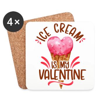Crème glacée Valentines Day Coeur - Dessous de verre (lot de 4) - blanc - Devant