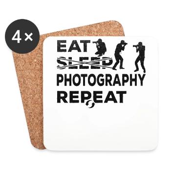 Photographer Eat Sleep Photography Repeating - Coasters (set of 4) - white - Front