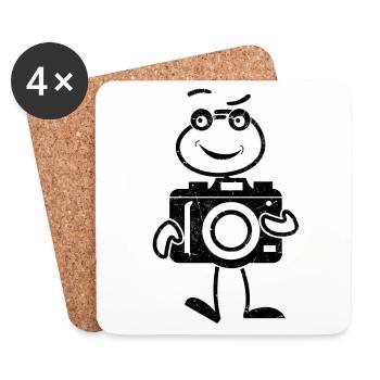 Photo Camera Photographer Stick Figure Photographer - Coasters (set of 4) - white - Front