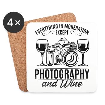 Alles in Maßen außer Fotografie und Wein - Untersetzer (4er-Set) - Weiß - Vorne