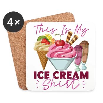 Cornet de crème glacée C’est ma glace - Dessous de verre (lot de 4) - blanc - Devant