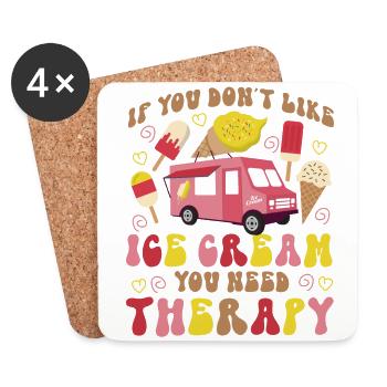 Cornet de crème glacée Popsicle Si vous - Dessous de verre (lot de 4) - blanc - Devant