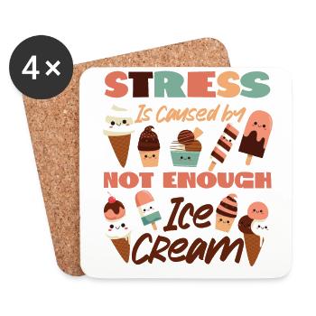 Ice Cream Cone Popsicle Stress Est - Dessous de verre (lot de 4) - blanc - Devant
