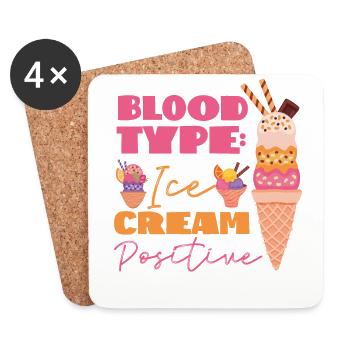 Groupe sanguin de cône de crème glacée: Ice - Dessous de verre (lot de 4) - blanc - Devant