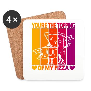 Valentinstag Pizza Partner Liebe - Untersetzer (4er-Set) - Weiß - Vorne