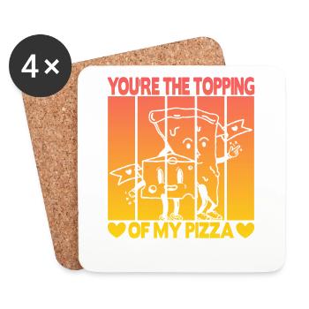 Valentinstag Pizza Partner Liebe - Untersetzer (4er-Set) - Weiß - Vorne