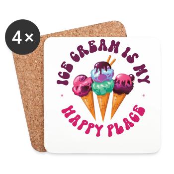 Ice Cream Cone Ice Cream Is My - Coasters (set of 4) - white - Front