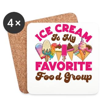 Crème glacée Cone Popsicle Crème glacée - Dessous de verre (lot de 4) - blanc - Devant