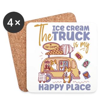 Cornet de crème glacée Le camion de crème glacée - Dessous de verre (lot de 4) - blanc - Devant