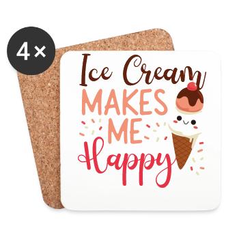 La crème glacée cône de crème glacée me fait - Dessous de verre (lot de 4) - blanc - Devant