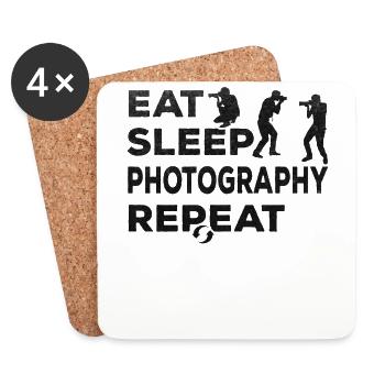 Camera Photographer Food Sleep Photography Lovers - Coasters (set of 4) - white - Front