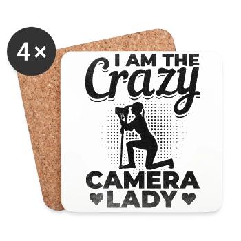 Fotografin Ladies I Am The Crazy Camera Lady - Untersetzer (4er-Set) - Weiß - Vorne