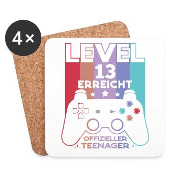 Level 13 Offizieller Teenager 13 Geburtstag - Untersetzer (4er-Set) - Weiß - Vorne