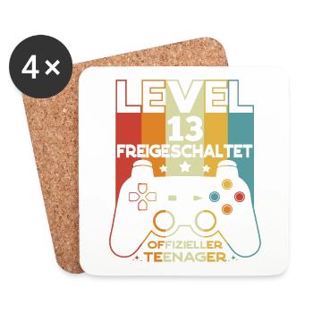 Level 13 Offizieller Teenager 13 Geburtstag - Untersetzer (4er-Set) - Weiß - Vorne