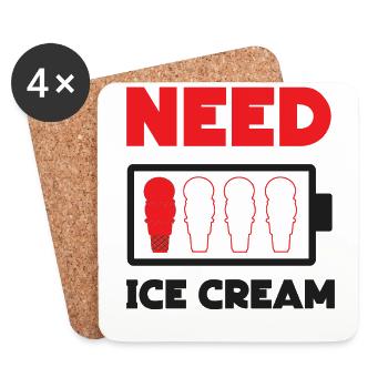 Ice Cream Battery Cone Need Ice - Untersetzer (4er-Set) - Weiß - Vorne