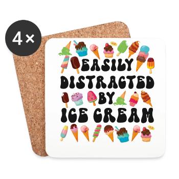 Crème glacée Cone Popsicle facilement - Dessous de verre (lot de 4) - blanc - Devant