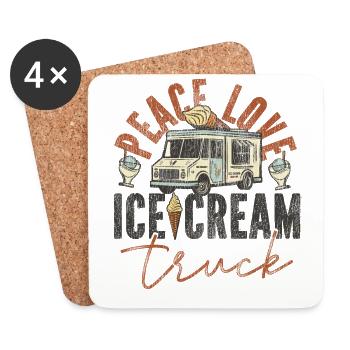 Crème glacée Camion de crème glacée Van Cone - Dessous de verre (lot de 4) - blanc - Devant