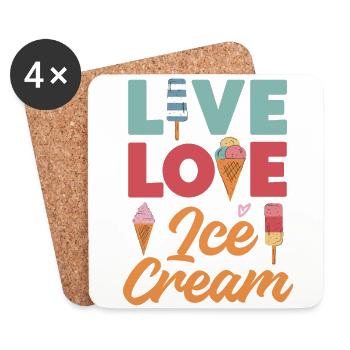 Ice Cream Cone Popsicle Live Love - Dessous de verre (lot de 4) - blanc - Devant