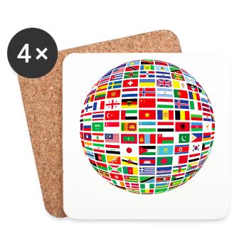 belle paix tous les drapeaux « contre le racisme » - Dessous de verre (lot de 4) - blanc - Devant