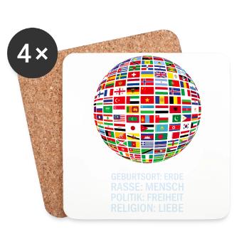 belle paix tous les drapeaux « contre le racisme » - Dessous de verre (lot de 4) - blanc - Devant