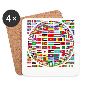 belle paix tous les drapeaux « contre le racisme » - Dessous de verre (lot de 4) - blanc - Devant