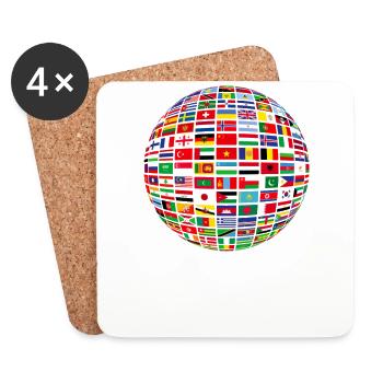 belle paix tous les drapeaux « contre le racisme » - Dessous de verre (lot de 4) - blanc - Devant