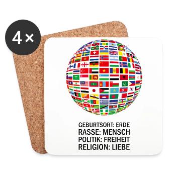 belle paix tous les drapeaux « contre le racisme » - Dessous de verre (lot de 4) - blanc - Devant