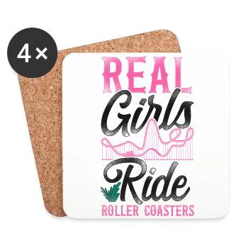 Roller Coaster Girl Vintage Real - Coasters (set of 4) - white - Front