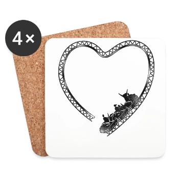 Montagnes russes Heart Vintage - Dessous de verre (lot de 4) - blanc - Devant