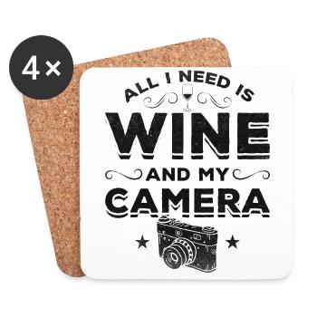 Photo - Tout ce dont j’ai besoin, c’est de vin et de mon - Dessous de verre (lot de 4) - blanc - Devant