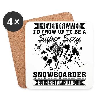 Snowboarden Snowboard Super Sexy Snowboarder - Untersetzer (4er-Set) - Weiß - Vorne