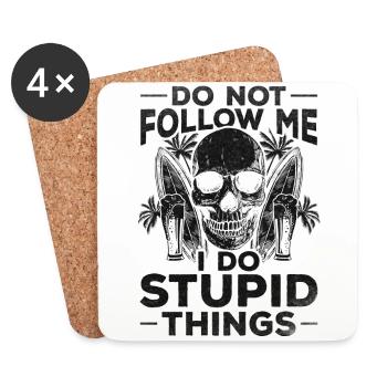 Surfen Follow Me Ich mache dumme Dinge Surfboard - Untersetzer (4er-Set) - Weiß - Vorne