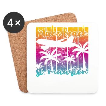 Maho Beach St. Maarten - Untersetzer (4er-Set) - Weiß - Vorne