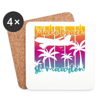 Maho Beach St. Maarten - Untersetzer (4er-Set) - Weiß - Vorne