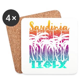 Vintage Sardinia Italy Sunset - Coasters (set of 4) - white - Front