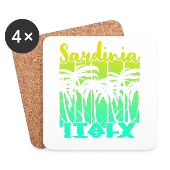 Vintage Sardinia Italy Sunset - Coasters (set of 4) - white - Front