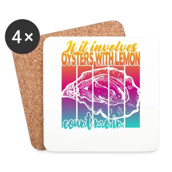 Austern mit Zitrone - Untersetzer (4er-Set) - Weiß - Vorne