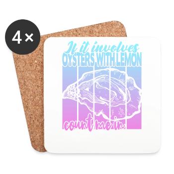 Oysters with lemon - Coasters (set of 4) - white - Front