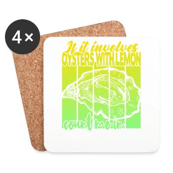 Oysters with lemon - Coasters (set of 4) - white - Front