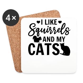 I like squirrels and my cats - Coasters (set of 4) - white - Front
